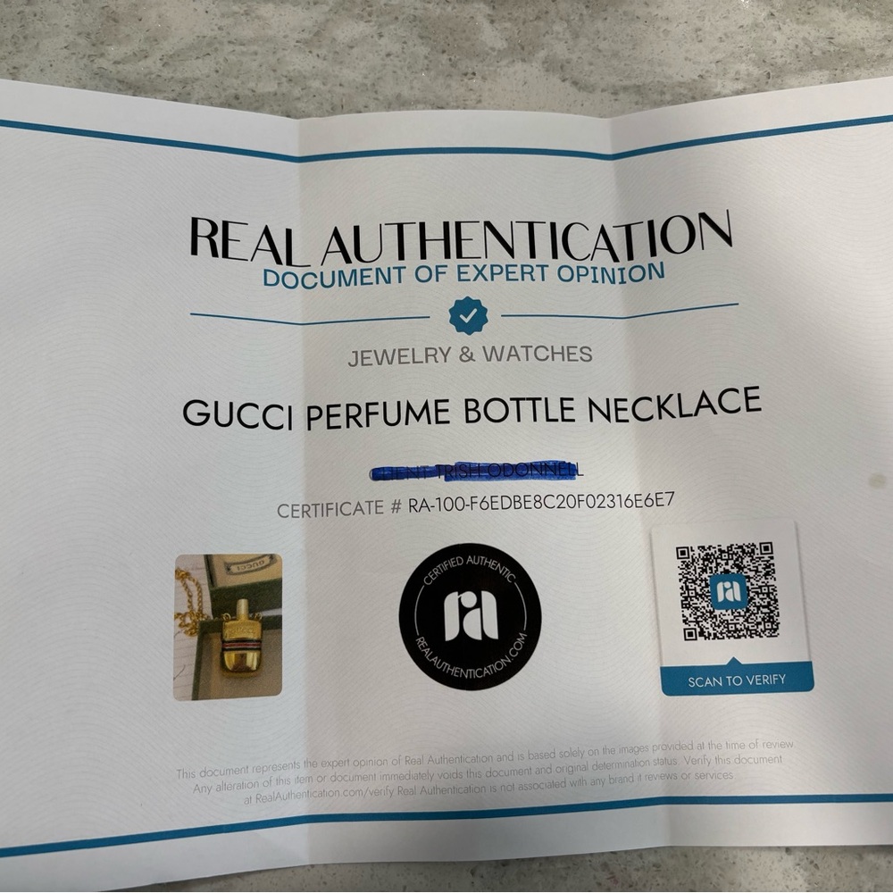 Gucci Sherry Line Perfume Bottle Pendant Necklace with box/pouch (COA) 30 inches - Picture 5 of 5